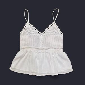 Hollister White crochet cami with adjustable straps